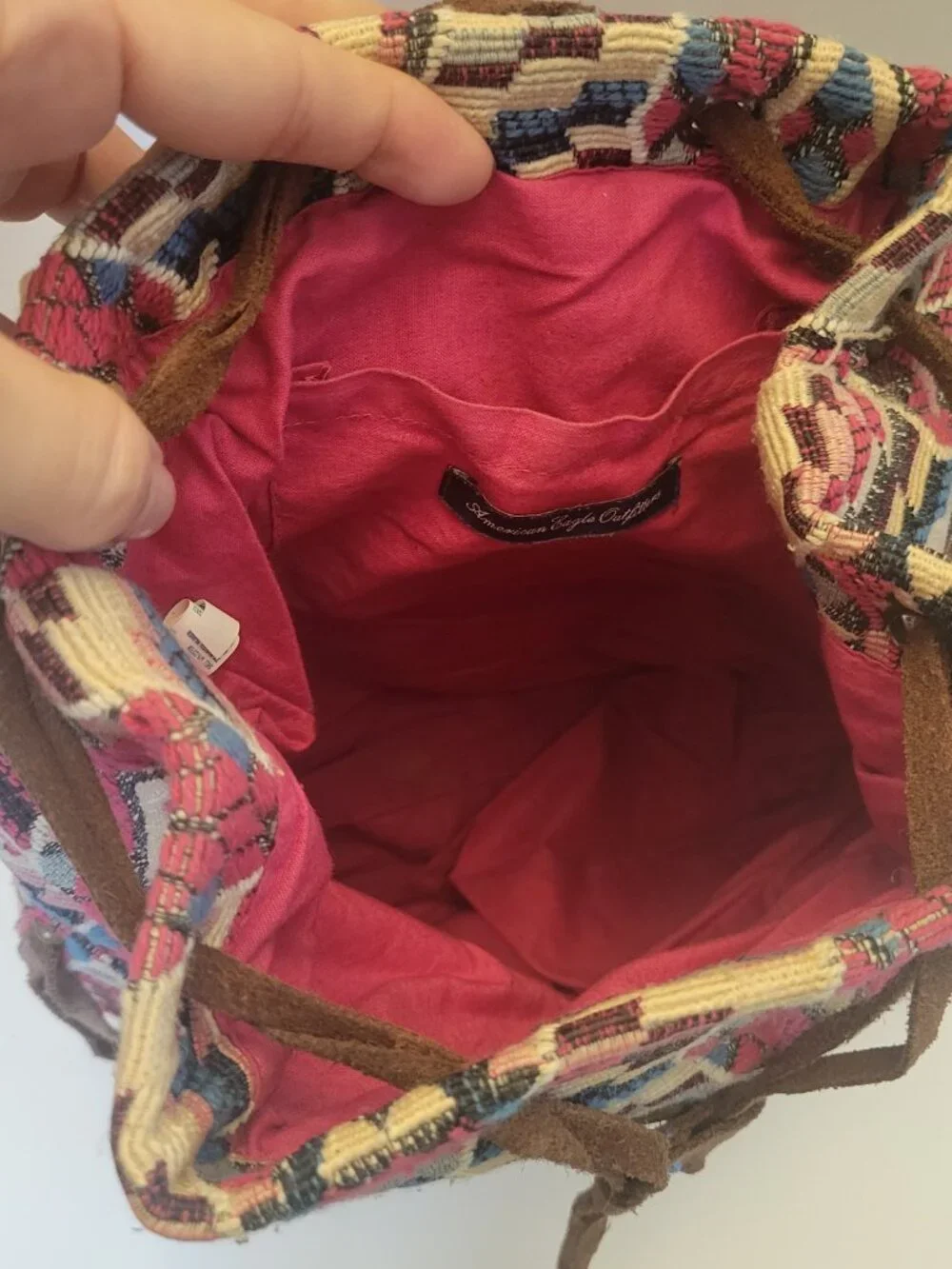 American Eagle Outfitters Aztec Tribal Tapestry Mini Backpack Suede